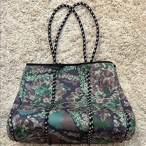 Kuliko in the islands Floral Green and Brown Tote Bag